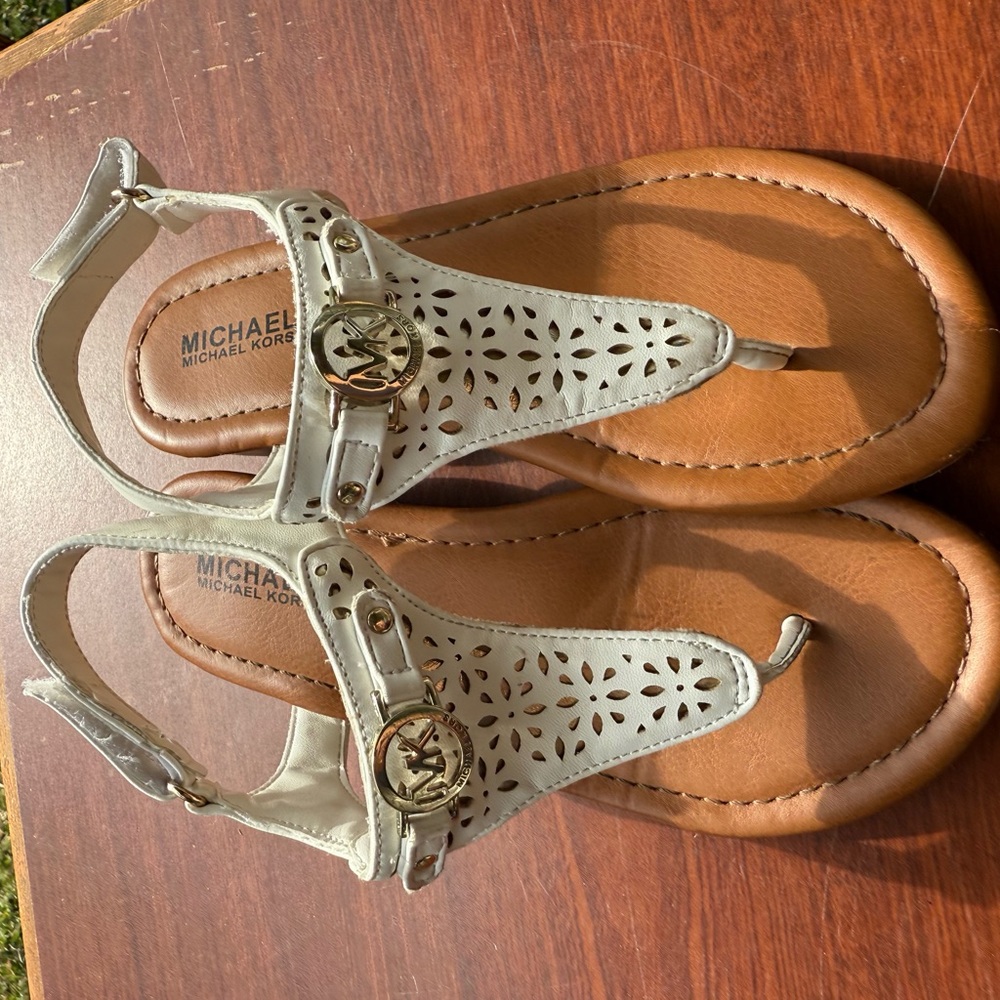 Michael Kors White and Tan Sandals
